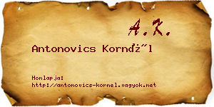 Antonovics Kornél névjegykártya