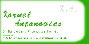 kornel antonovics business card
